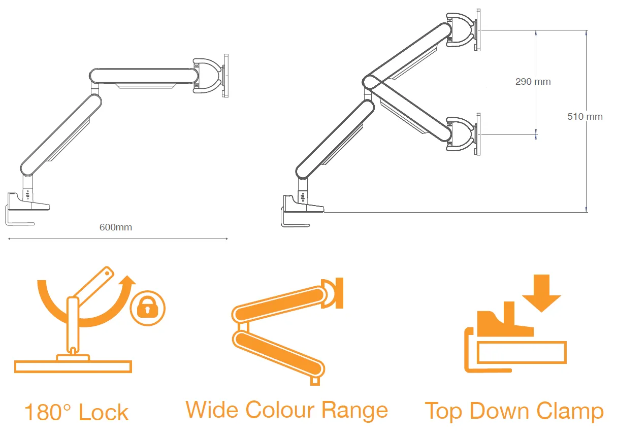 ZGO - ZG1- PREMIUM SINGLE DESK MOUNT MONITOR VESA ARM